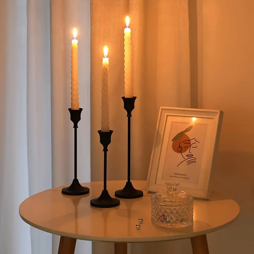 3-Piece Gold Metal Candlestick Holder Set