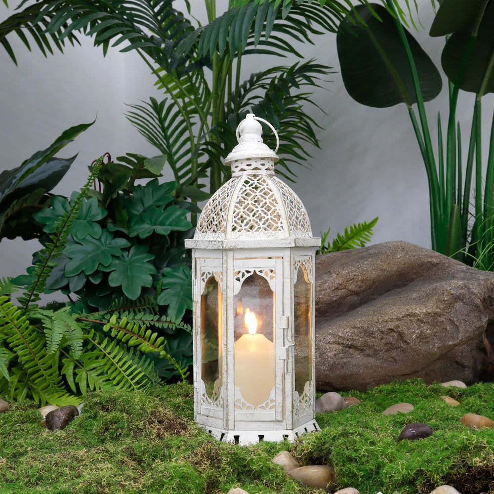 Vintage White Hanging Candle Lantern
