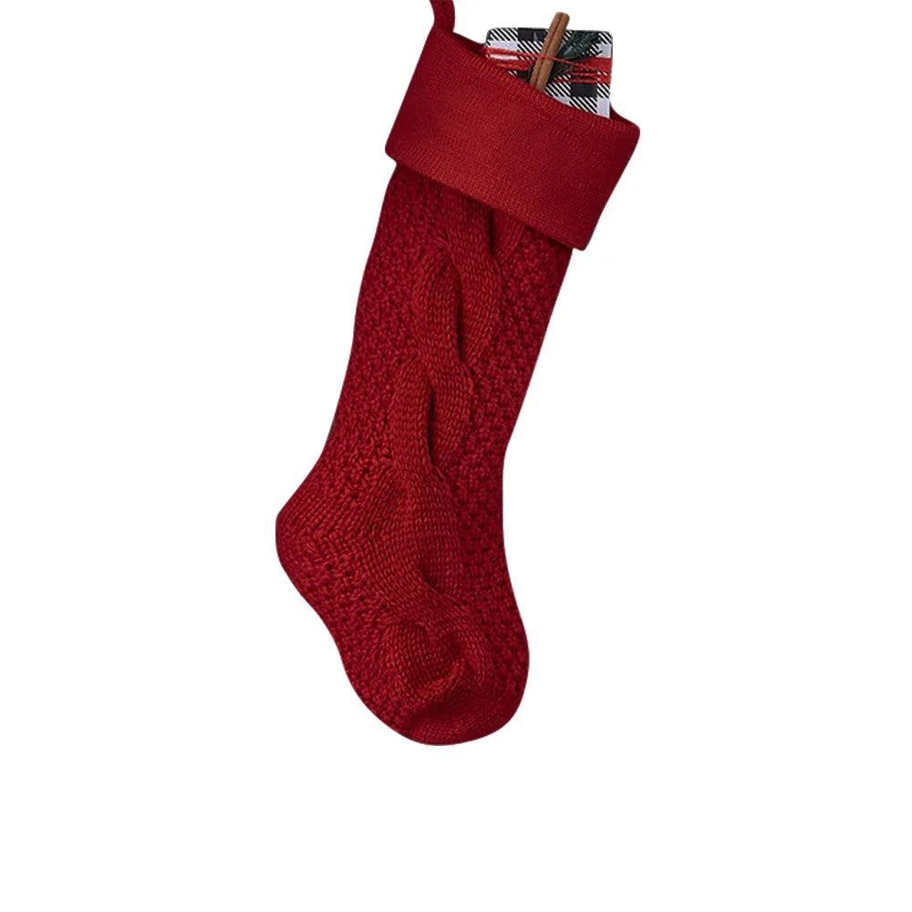 2026 Christmas Home Wall Decoration Cute Large Knitted Yarn Eco-Friendly Soft Acrylic Fiber Embroidery Stocking Gift Bag 18inch