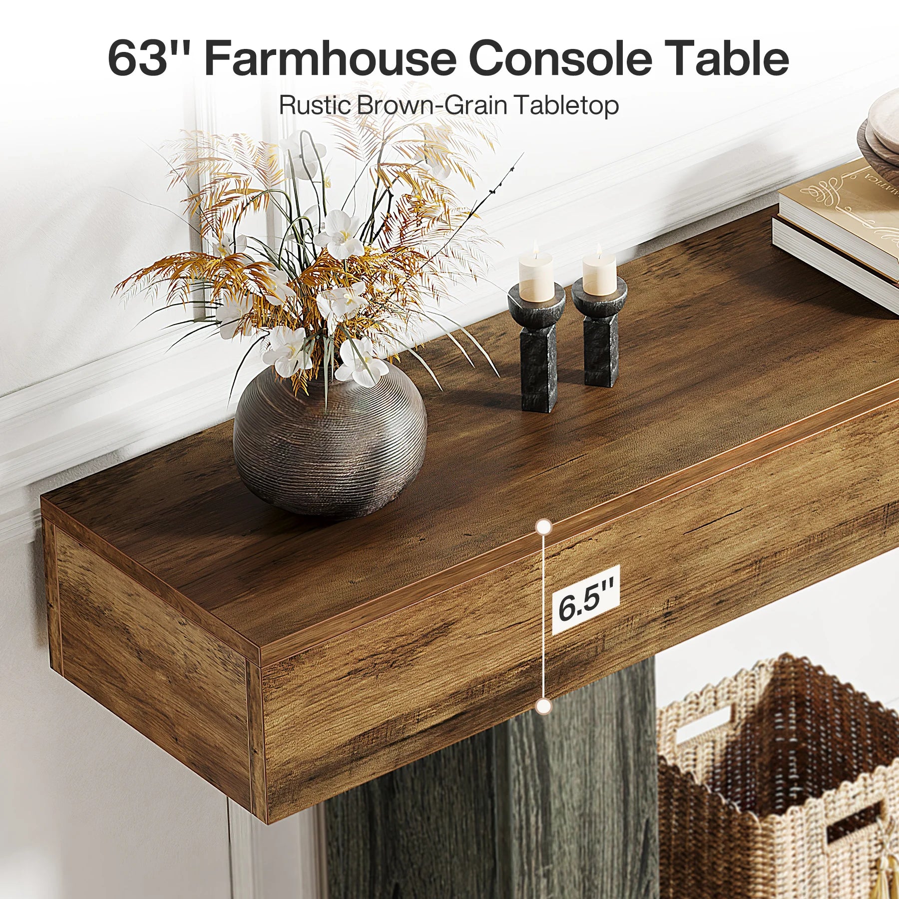 Modern Narrow Console Table with Storage Shelf