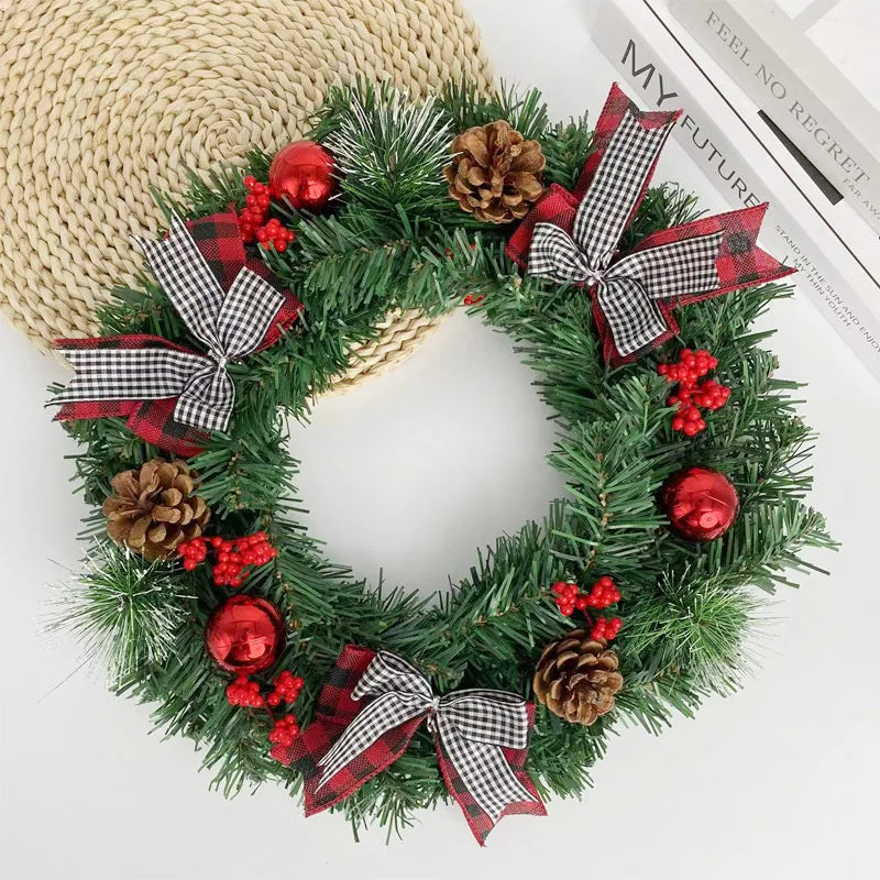 Decorative Christmas Wreath for Front Door, Wall & Holiday Home Décor