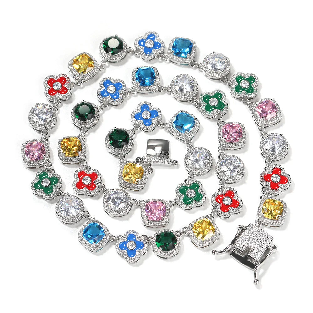 Luxury Clover Cubic Zirconia Necklace – Gold & Silver Finish