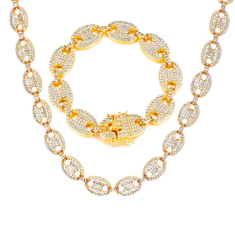 12mm Miami Cuban Link Necklace – Coffee Bean Chain | Unisex Hip-Hop Jewelry