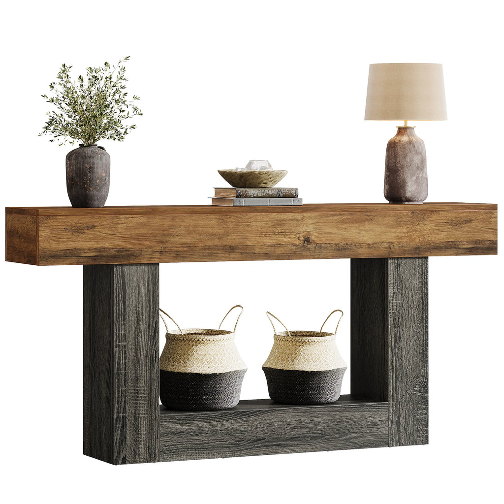 Modern Narrow Console Table with Storage Shelf