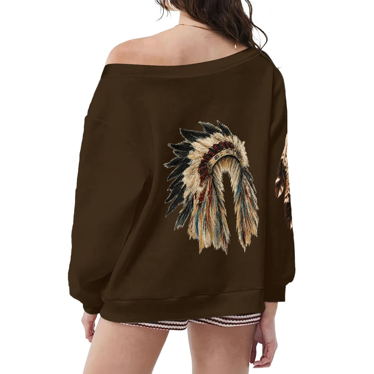 God Wants You Skull & Feather Off-Shoulder Sweatshirt