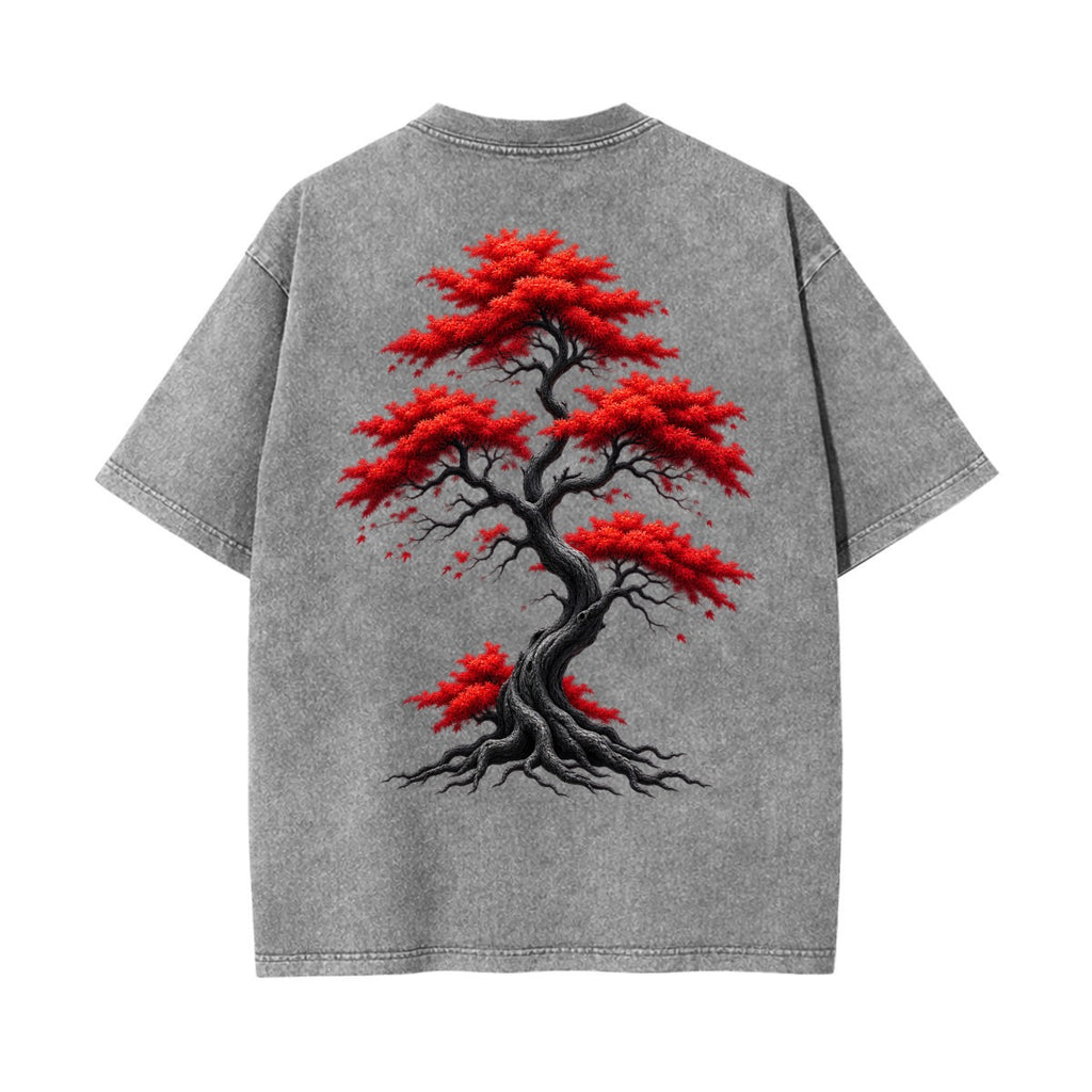 Crimson Moon Garden Front-and-Back Vintage Wash T-Shirt
