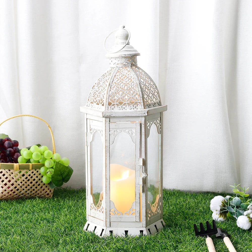 Vintage White Hanging Candle Lantern
