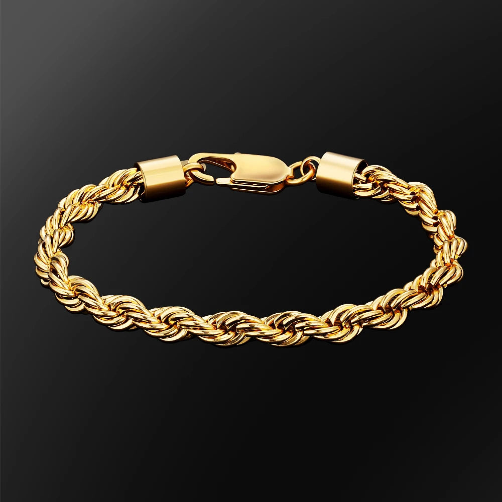 Classic 18K Gold Twist Chain Bracelet