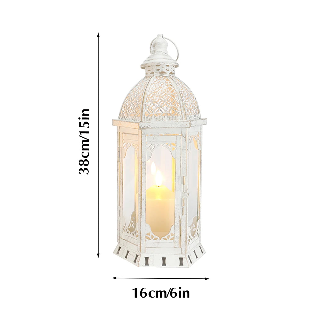 Vintage White Hanging Candle Lantern