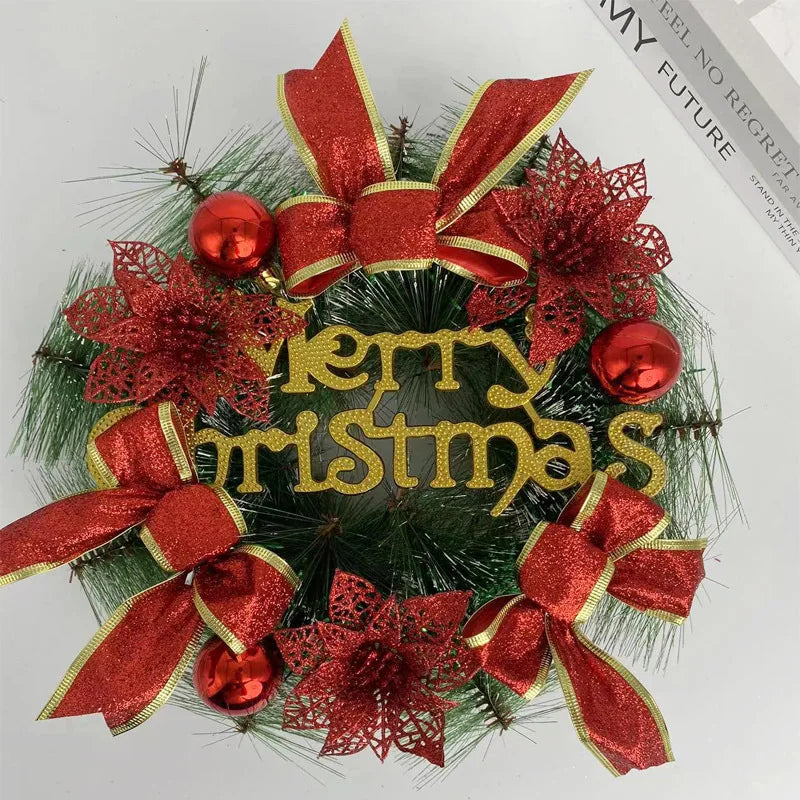 Decorative Christmas Wreath for Front Door, Wall & Holiday Home Décor