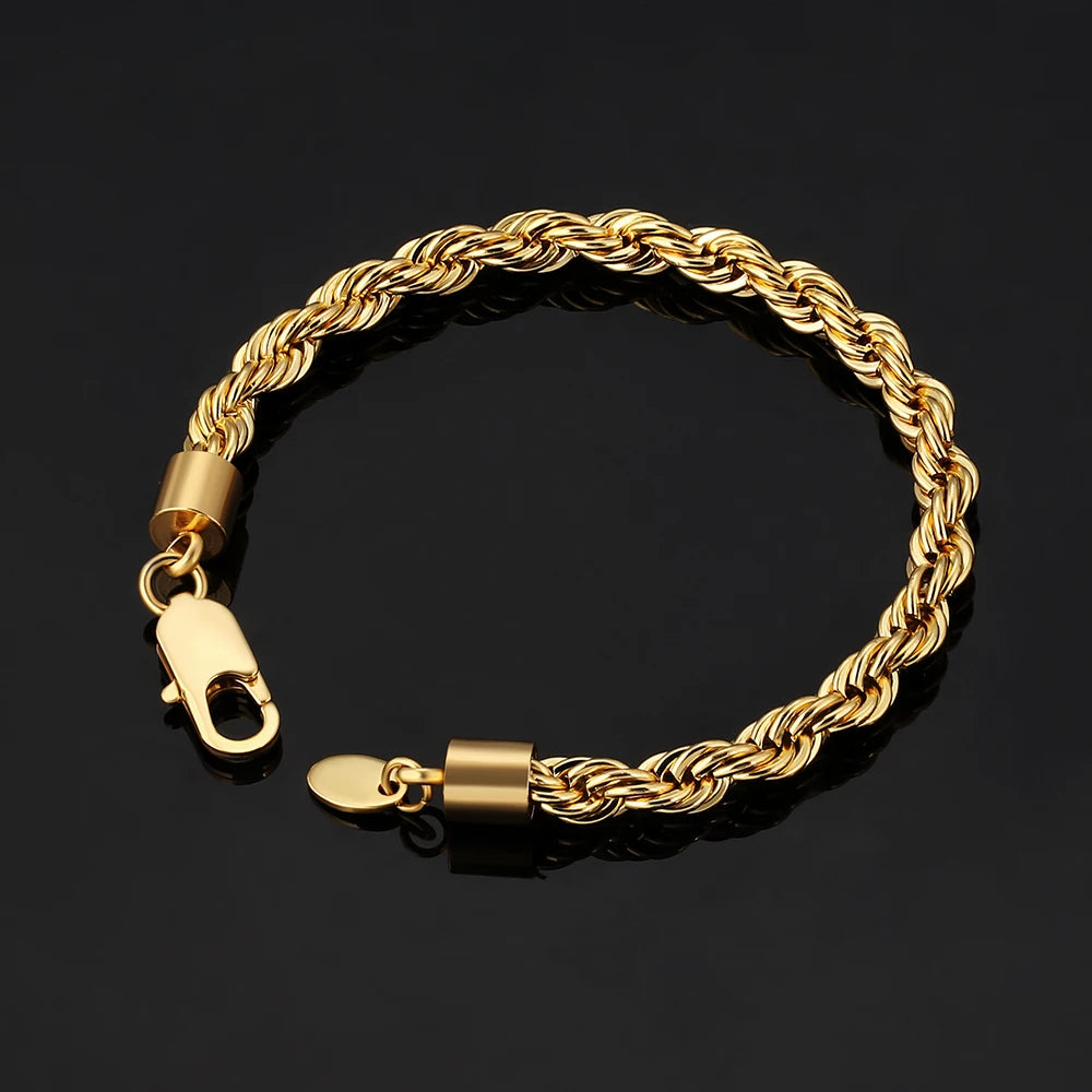 Classic 18K Gold Twist Chain Bracelet