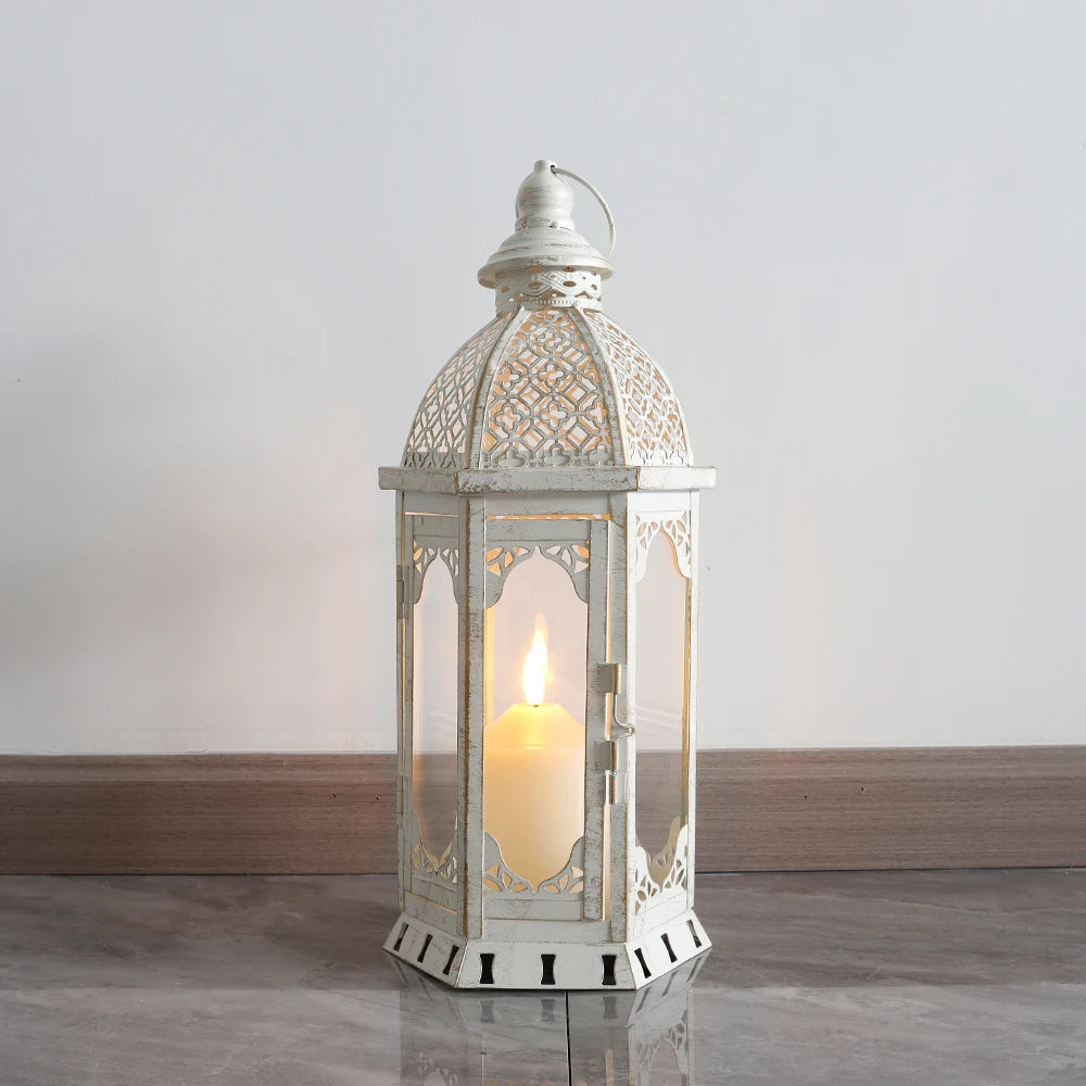 Vintage White Hanging Candle Lantern