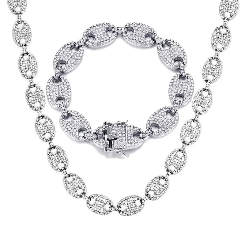 12mm Miami Cuban Link Necklace – Coffee Bean Chain | Unisex Hip-Hop Jewelry