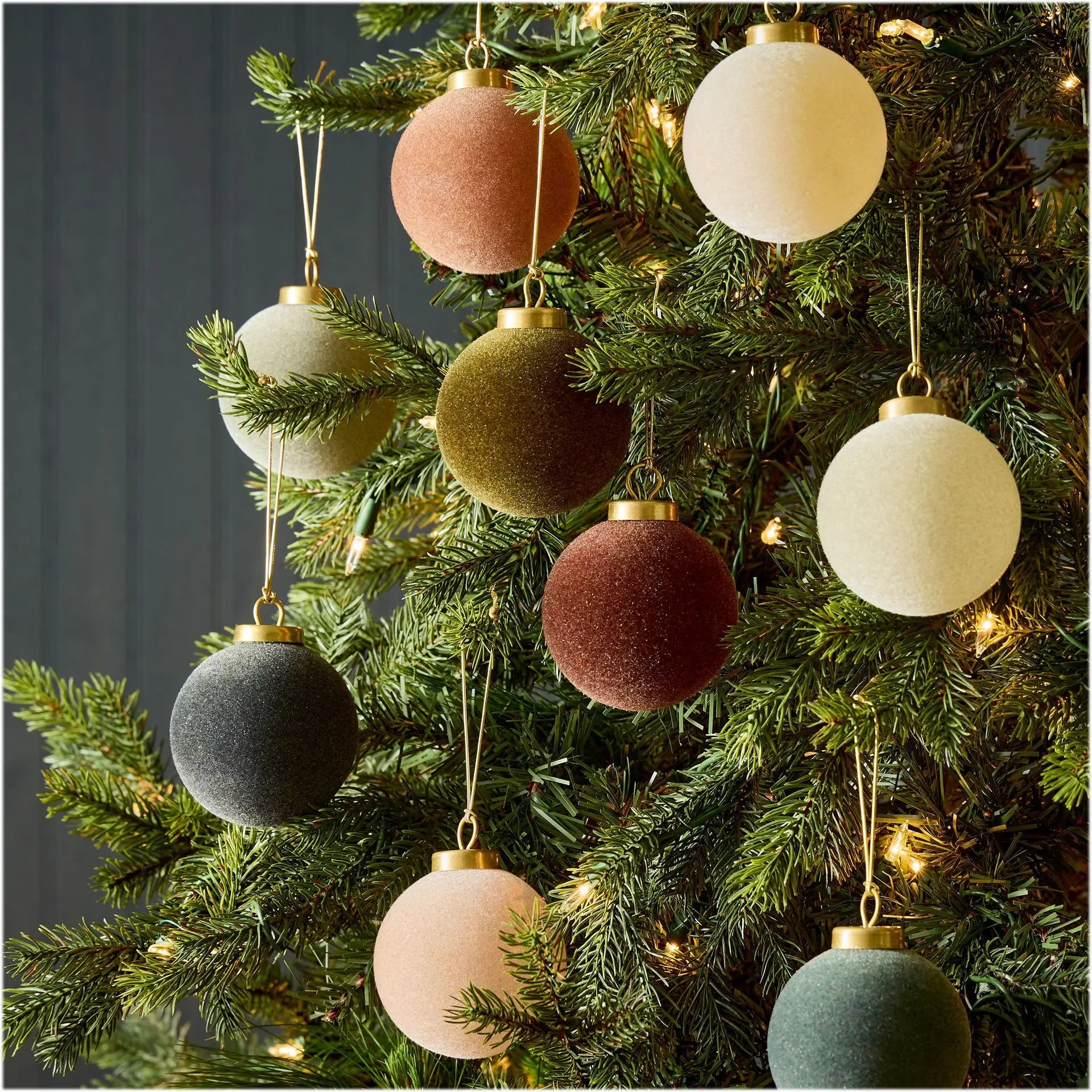 Luxury Flocked Christmas Ball Ornaments – 9-Piece Holiday Set