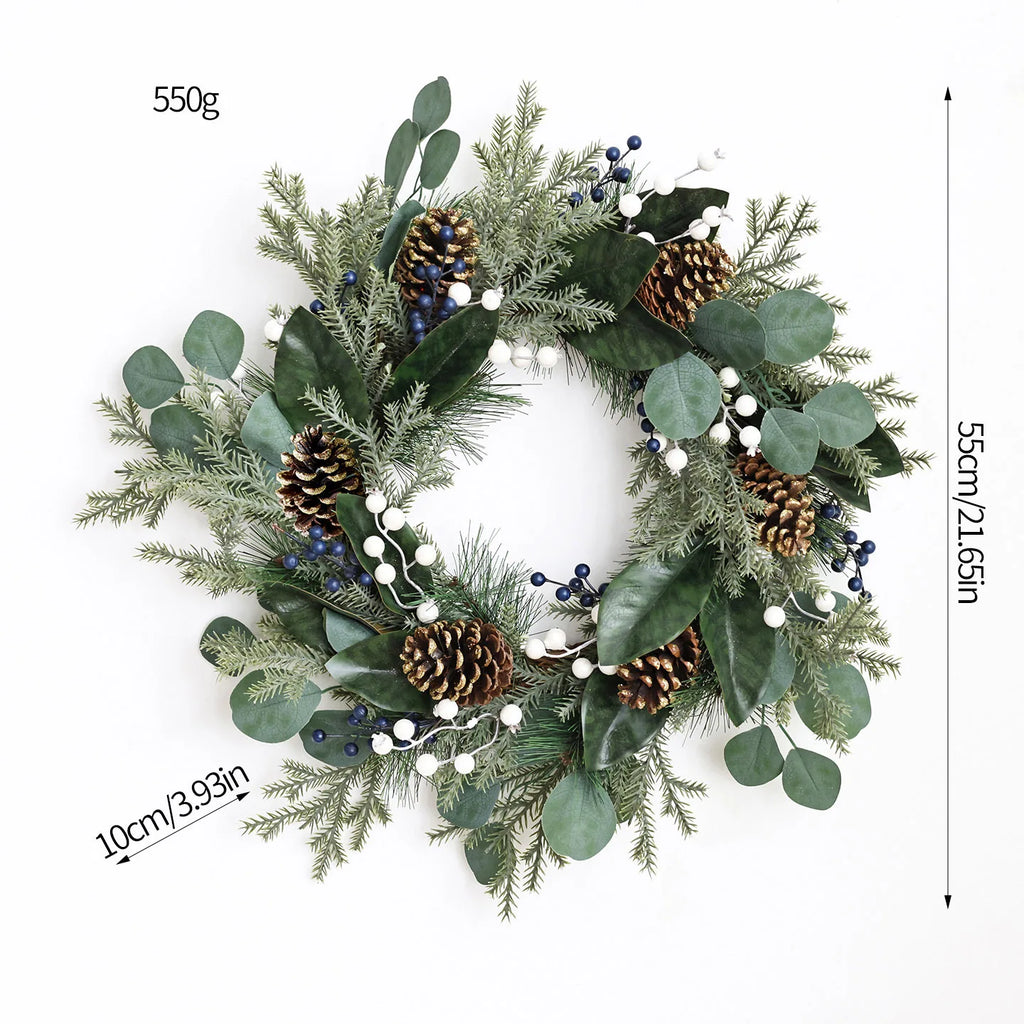 Eucalyptus Christmas Wreath with Pine Cones – Holiday Door & Wall Décor