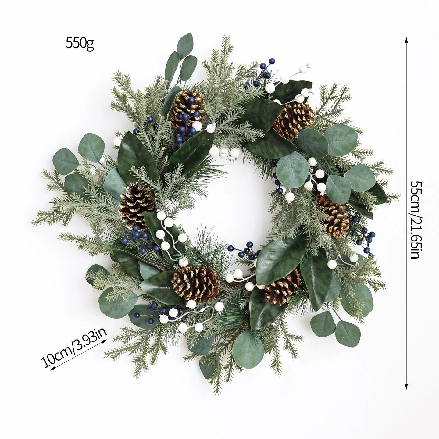 Eucalyptus Christmas Wreath with Pine Cones – Holiday Door & Wall Décor