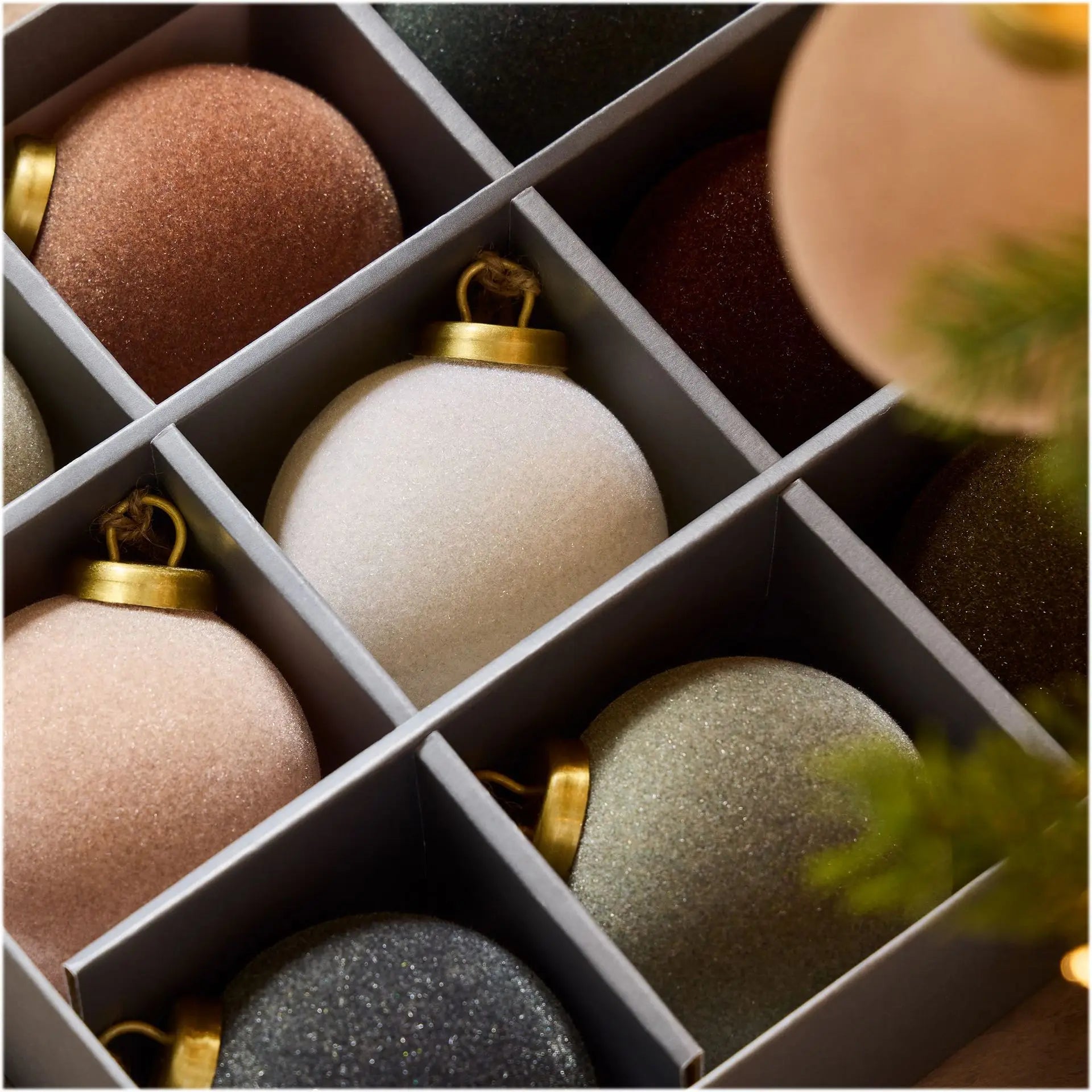 Luxury Flocked Christmas Ball Ornaments – 9-Piece Holiday Set