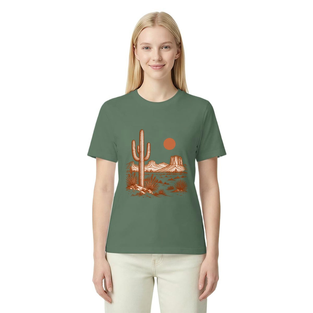 Women’s Western Desert Sunset Cactus Graphic T-Shirt