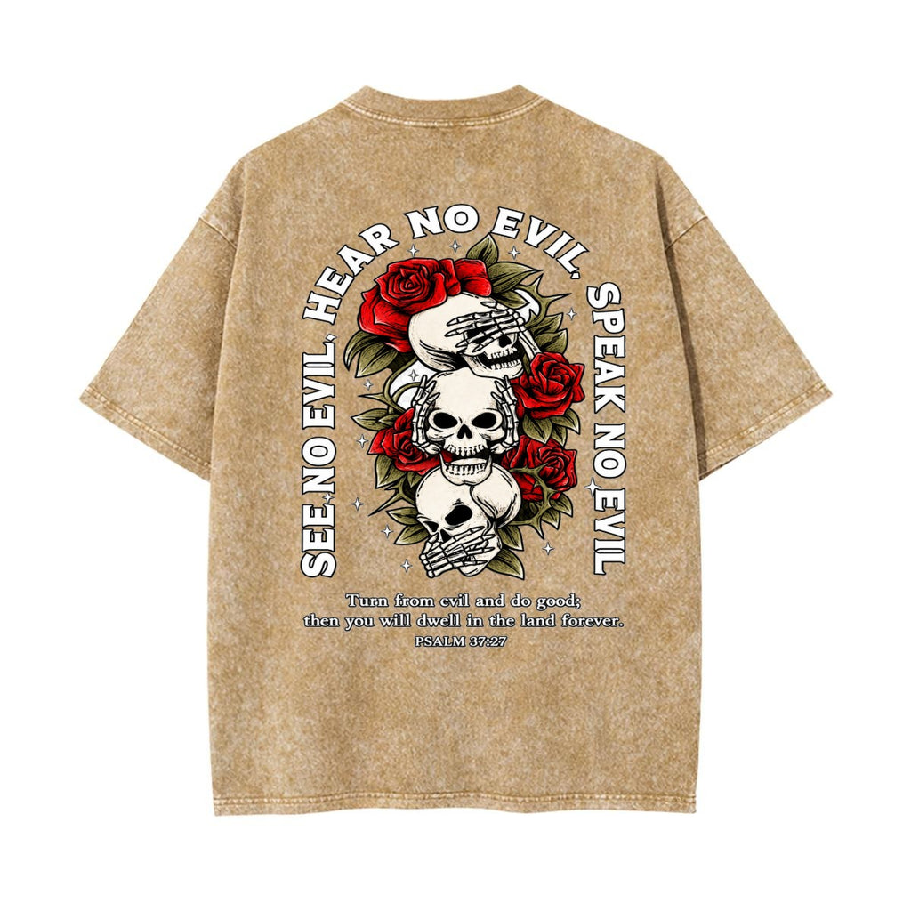 See No Evil, Hear No Evil, Speak No Evil Psalm 37:27 Graphic T-Shirt