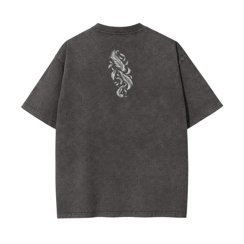 Fallen Angel Warrior Graphic Tee – Vintage Washed Oversized Shirt