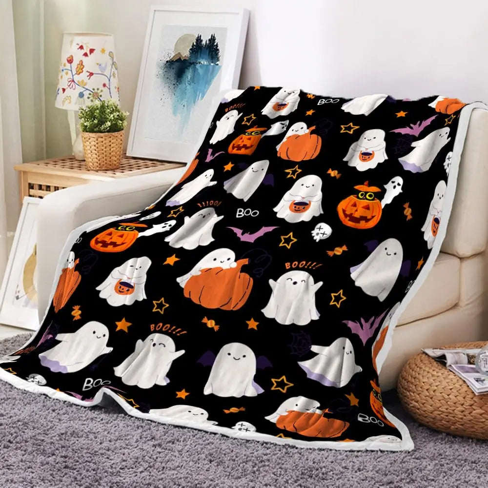 Cozy Halloween Patchwork Throw Blanket
