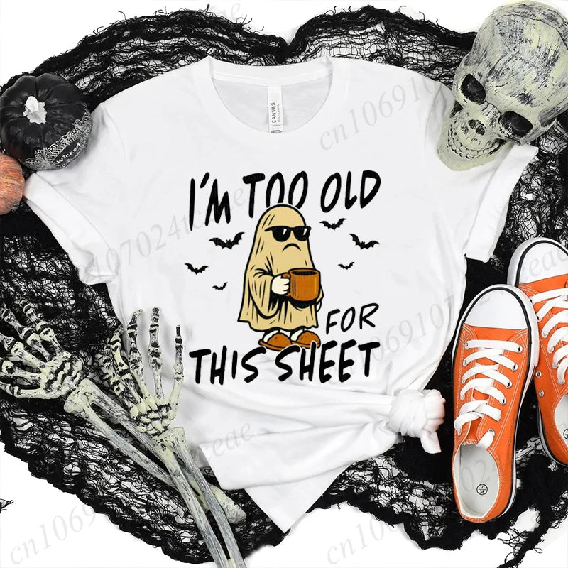 Funny Sarcastic Ghost Graphic T-Shirt | Cute Halloween Tee