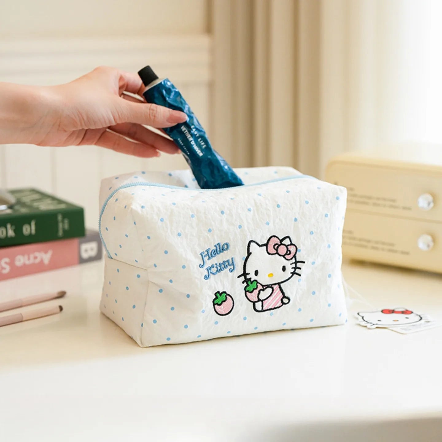 Hello Kitty Strawberry Milk Cotton Makeup Bag
