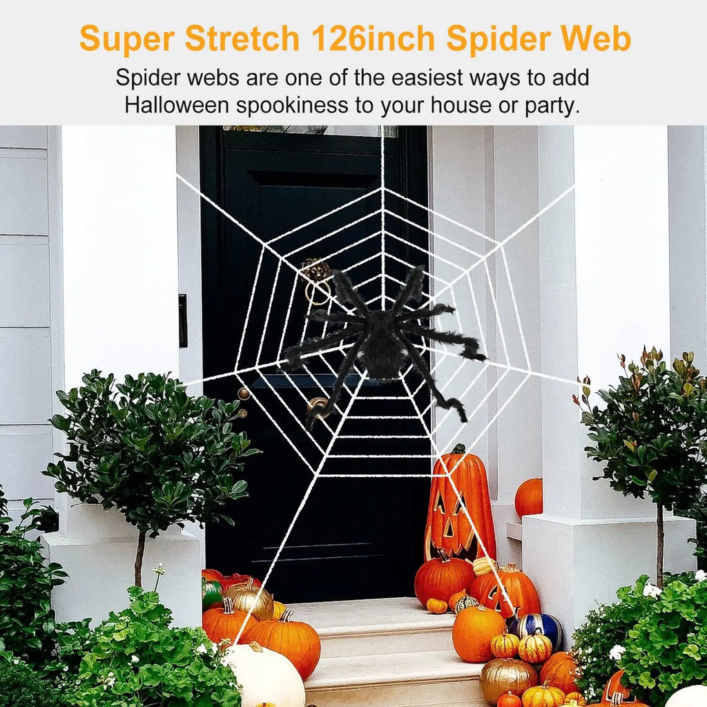 Giant 49-Inch Halloween Spider with Stretch Web