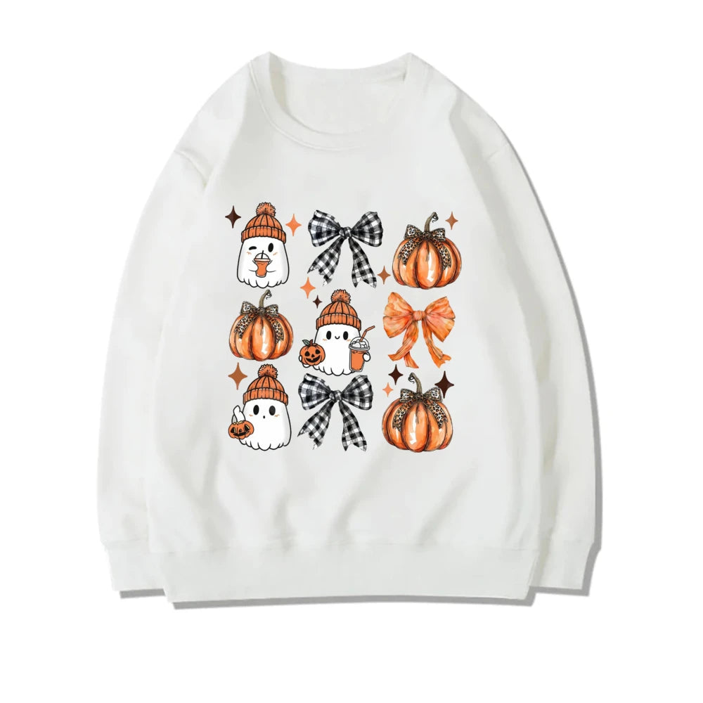 Cozy Spooky Season Ghost Sweater/ Cute Halloween Fall Pullover