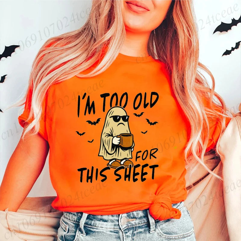 Funny Sarcastic Ghost Graphic T-Shirt | Cute Halloween Tee