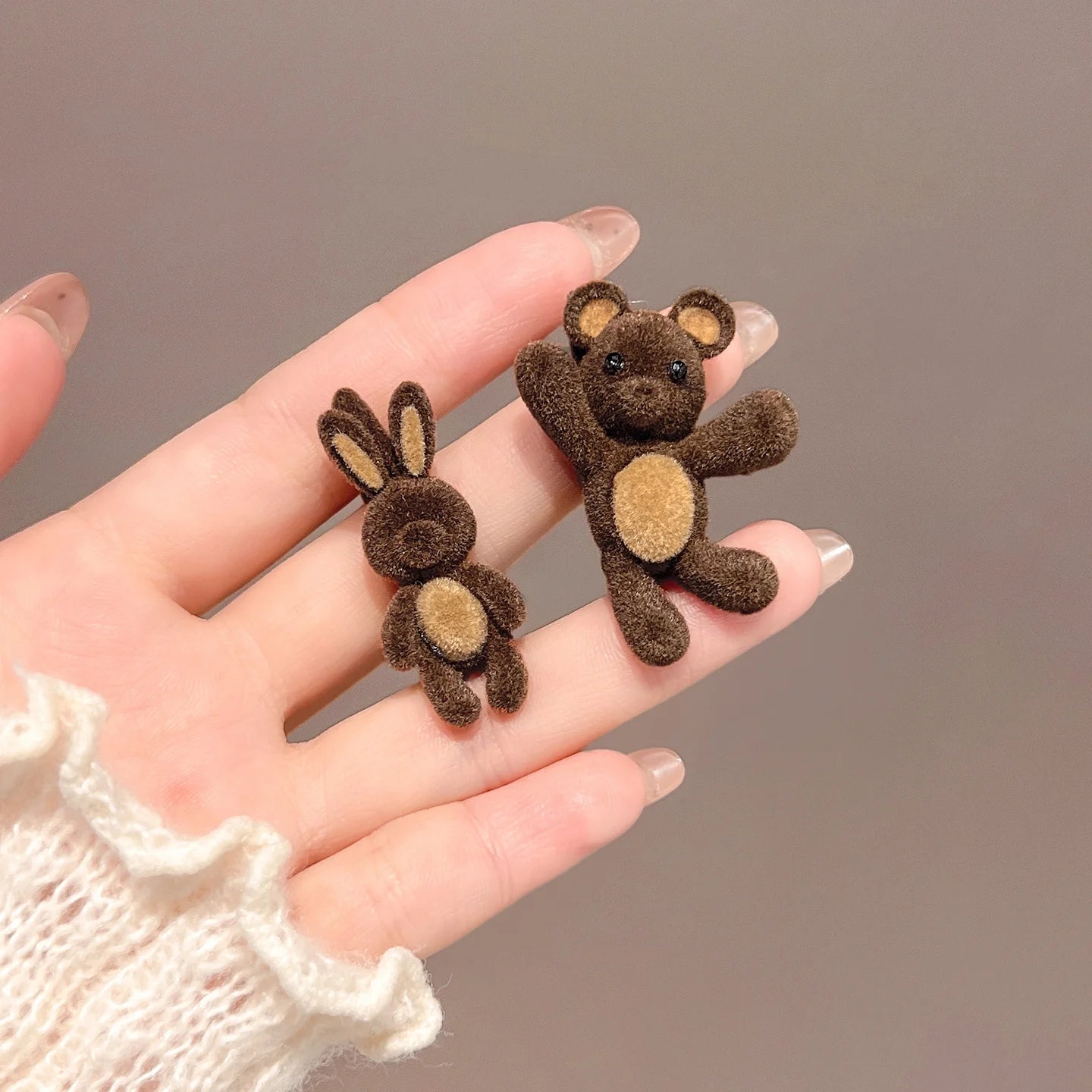 Cute Bear & Rabbit Hair Clips Set