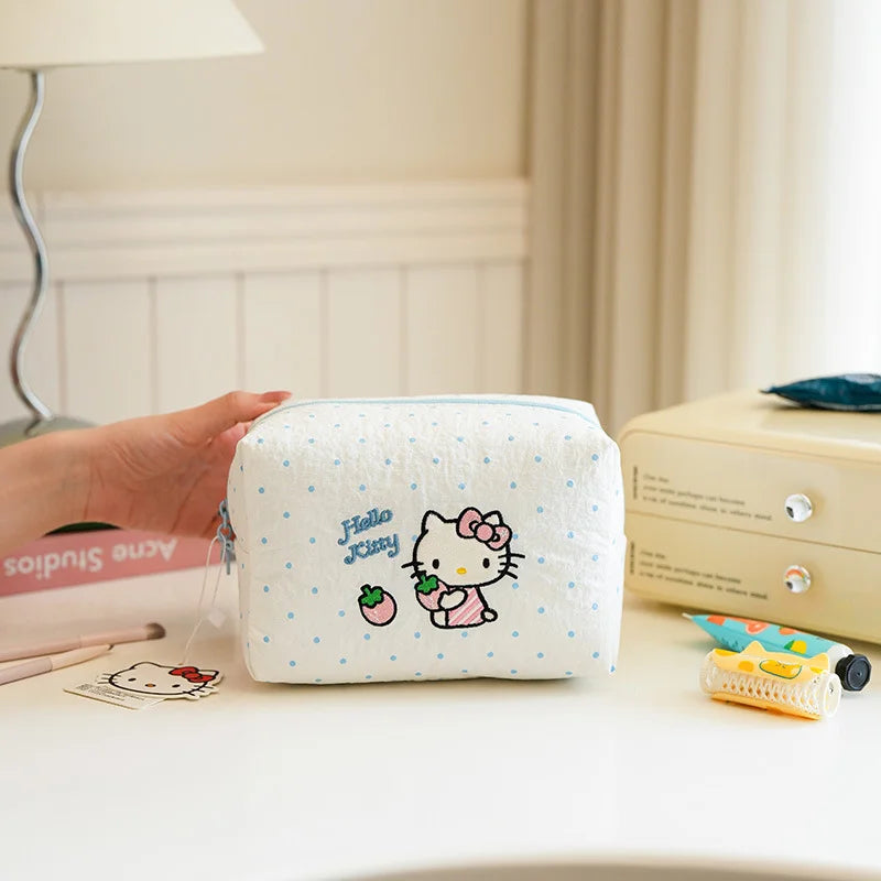 Hello Kitty Strawberry Milk Cotton Makeup Bag