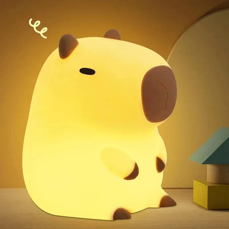 Cute Capybara Silicone LED Night Light – Soft Bedside Lamp for Kids & Bedroom Decor