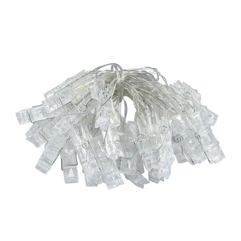 LED Photo Clip Fairy String Lights – Warm White Picture Display Garland