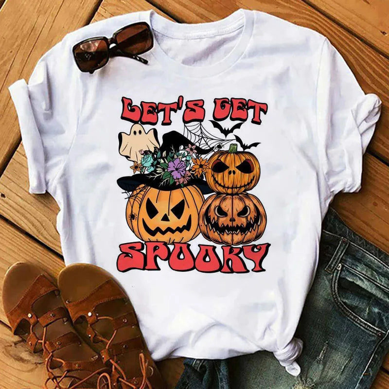 Cute Halloween Pumpkin Graphic T-Shirt for Women | Soft Fall Tee