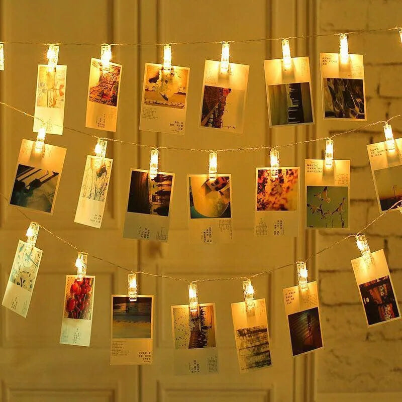 LED Photo Clip Fairy String Lights – Warm White Picture Display Garland