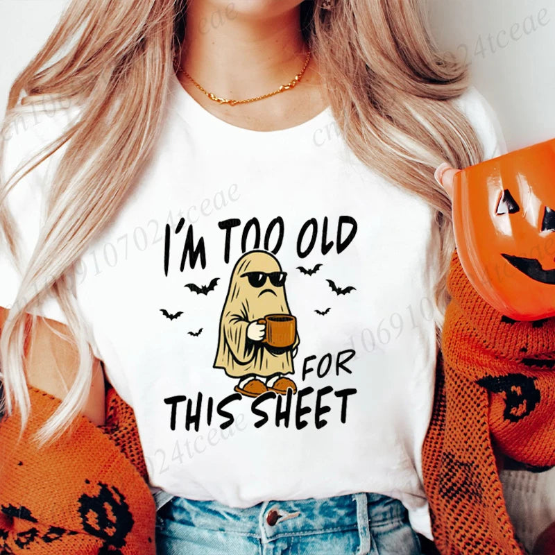 Funny Sarcastic Ghost Graphic T-Shirt | Cute Halloween Tee