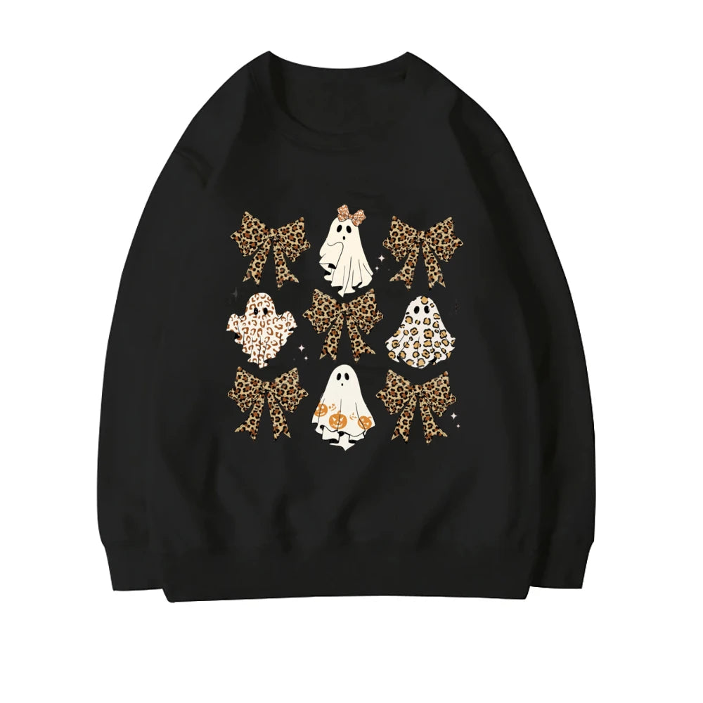 Cozy Spooky Season Ghost Sweater/ Cute Halloween Fall Pullover