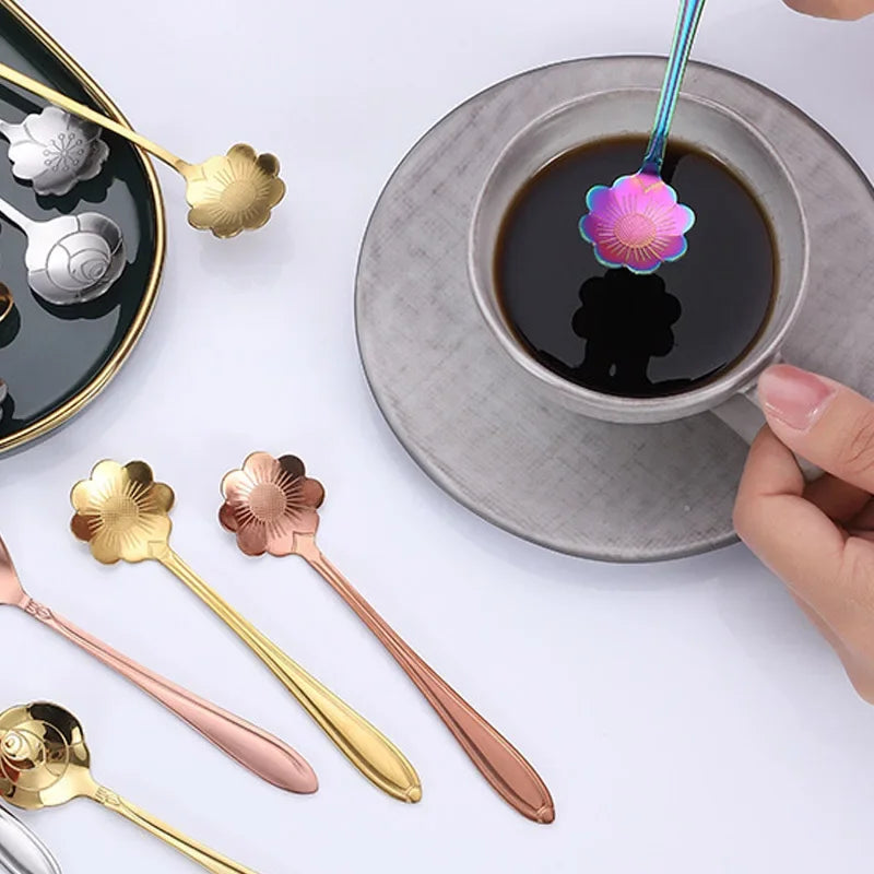 8-Piece Floral Stainless Steel Spoon Set