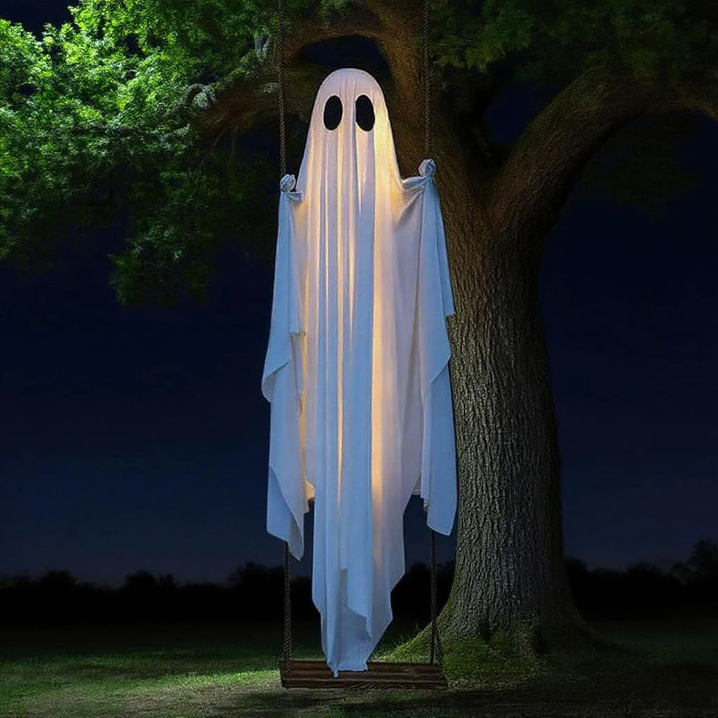 6FT Light-Up Hanging Swing Ghost Halloween Decoration