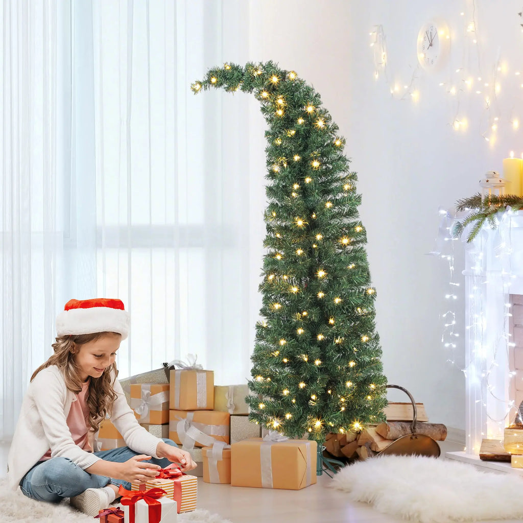 5 FT Pre-Lit Whimsical Bent Top Christmas Tree with 100 LED Lights