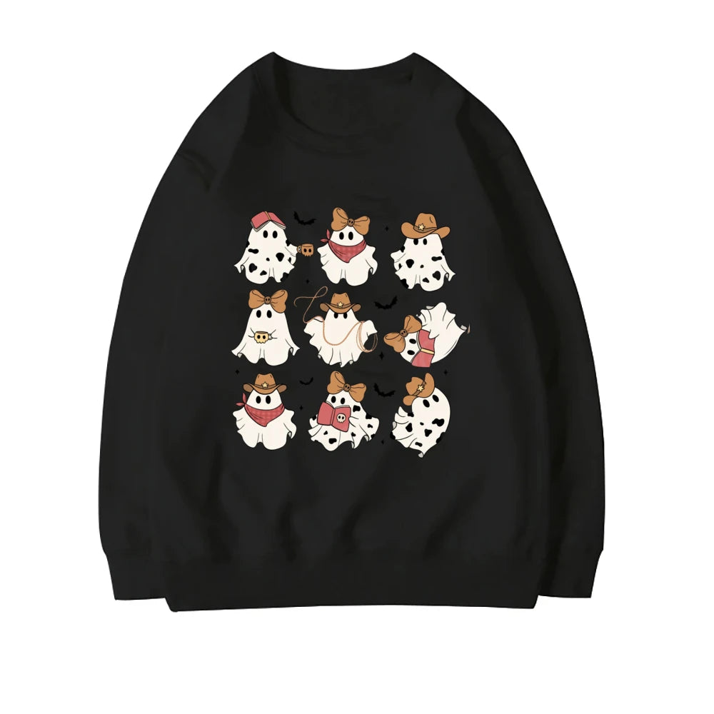 Cozy Spooky Season Ghost Sweater/ Cute Halloween Fall Pullover