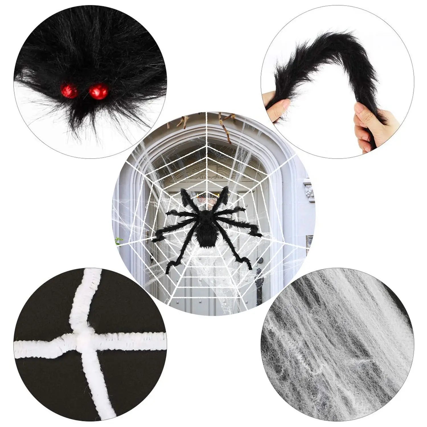 Giant 49-Inch Halloween Spider with Stretch Web