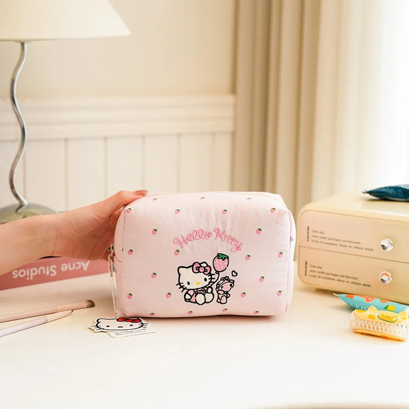 Hello Kitty Strawberry Milk Cotton Makeup Bag