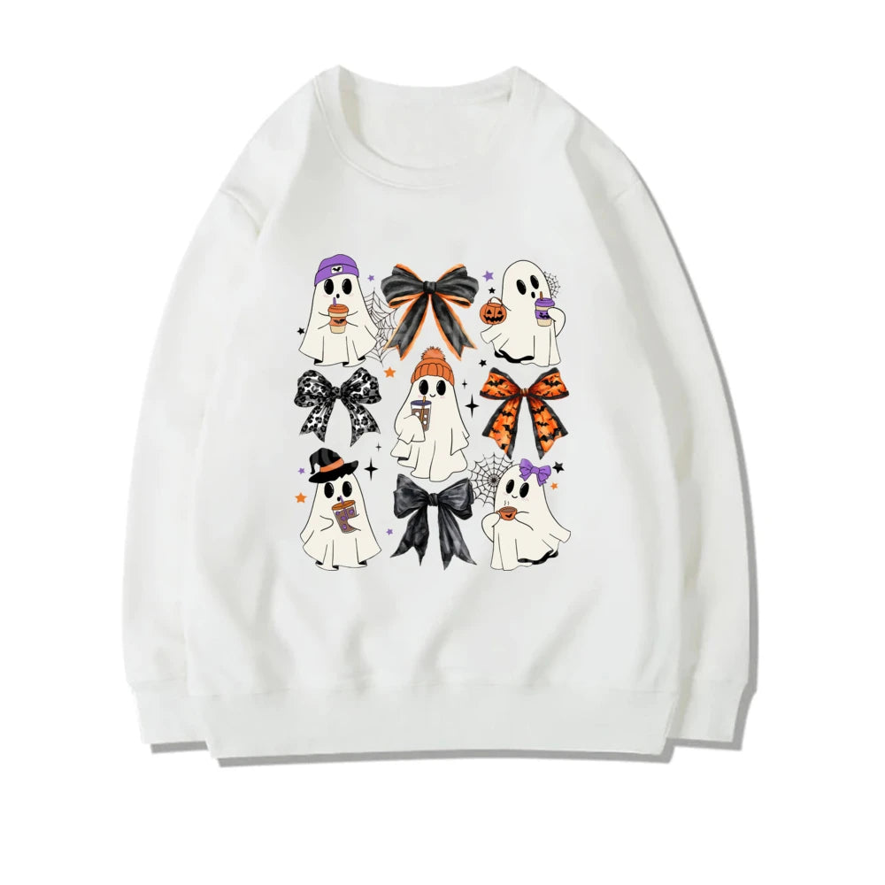 Cozy Spooky Season Ghost Sweater/ Cute Halloween Fall Pullover