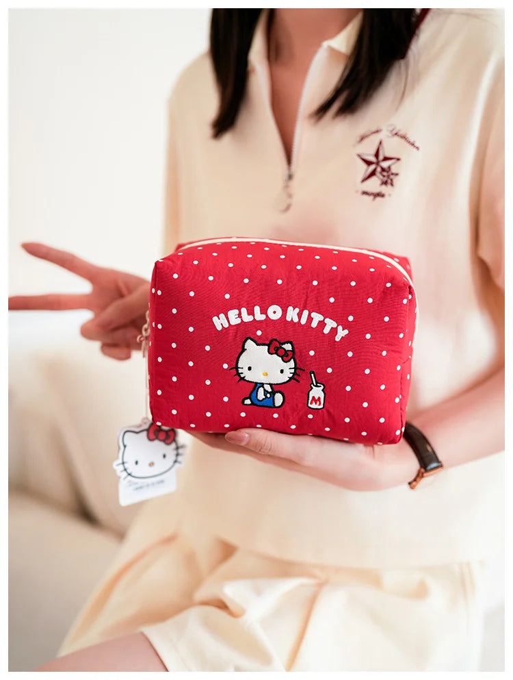 Hello Kitty Strawberry Milk Cotton Makeup Bag