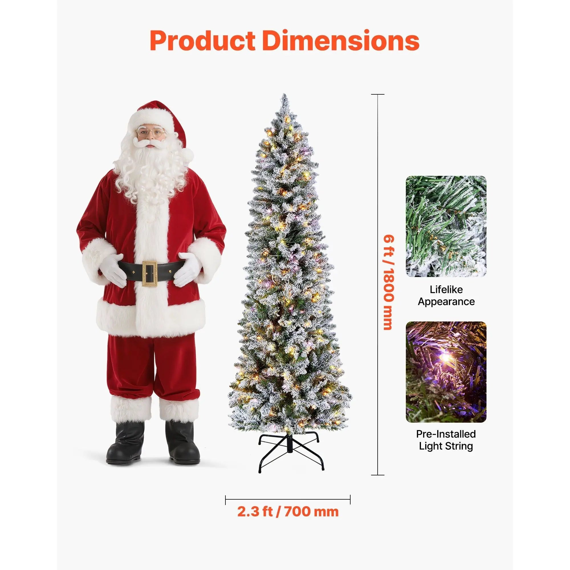 6 FT Snow-Flocked Artificial Christmas Tree – 240 LED Lights & 11 Light Modes