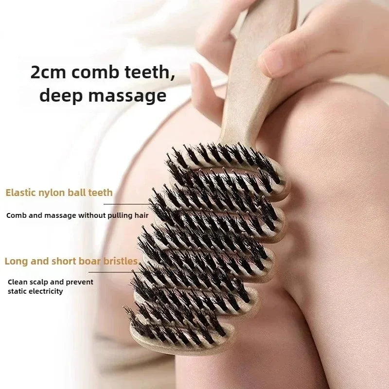 Boar Bristle Scalp Massage Hair Brush