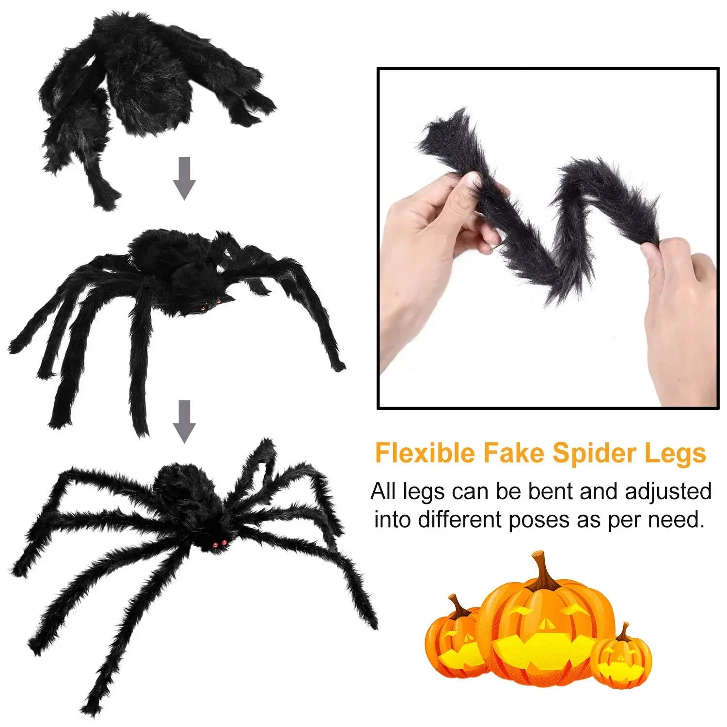 Giant 49-Inch Halloween Spider with Stretch Web