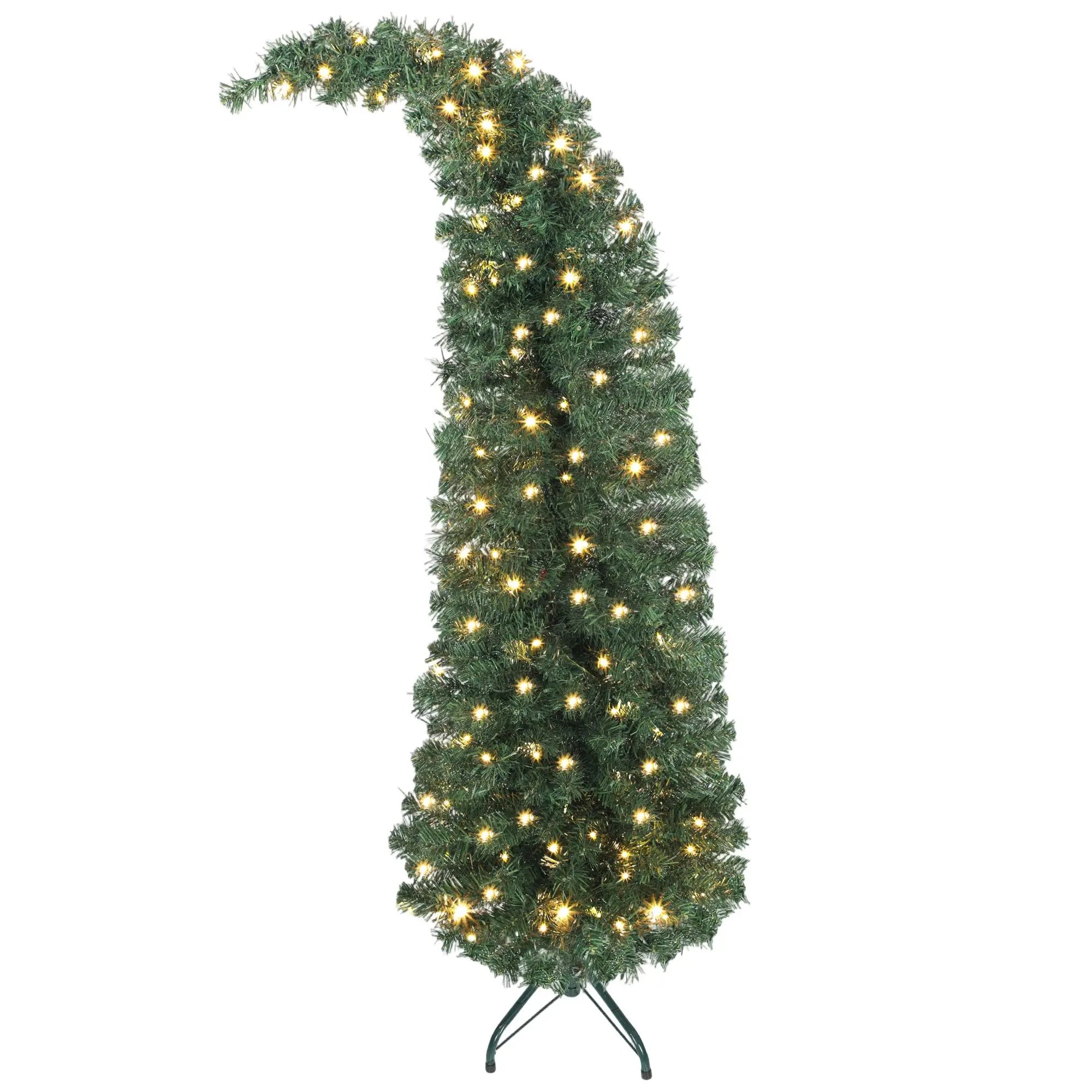 5 FT Pre-Lit Whimsical Bent Top Christmas Tree with 100 LED Lights